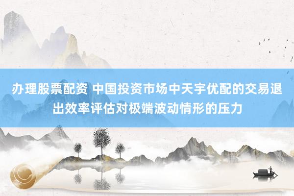 办理股票配资 中国投资市场中天宇优配的交易退出效率评估对极端波动情形的压力